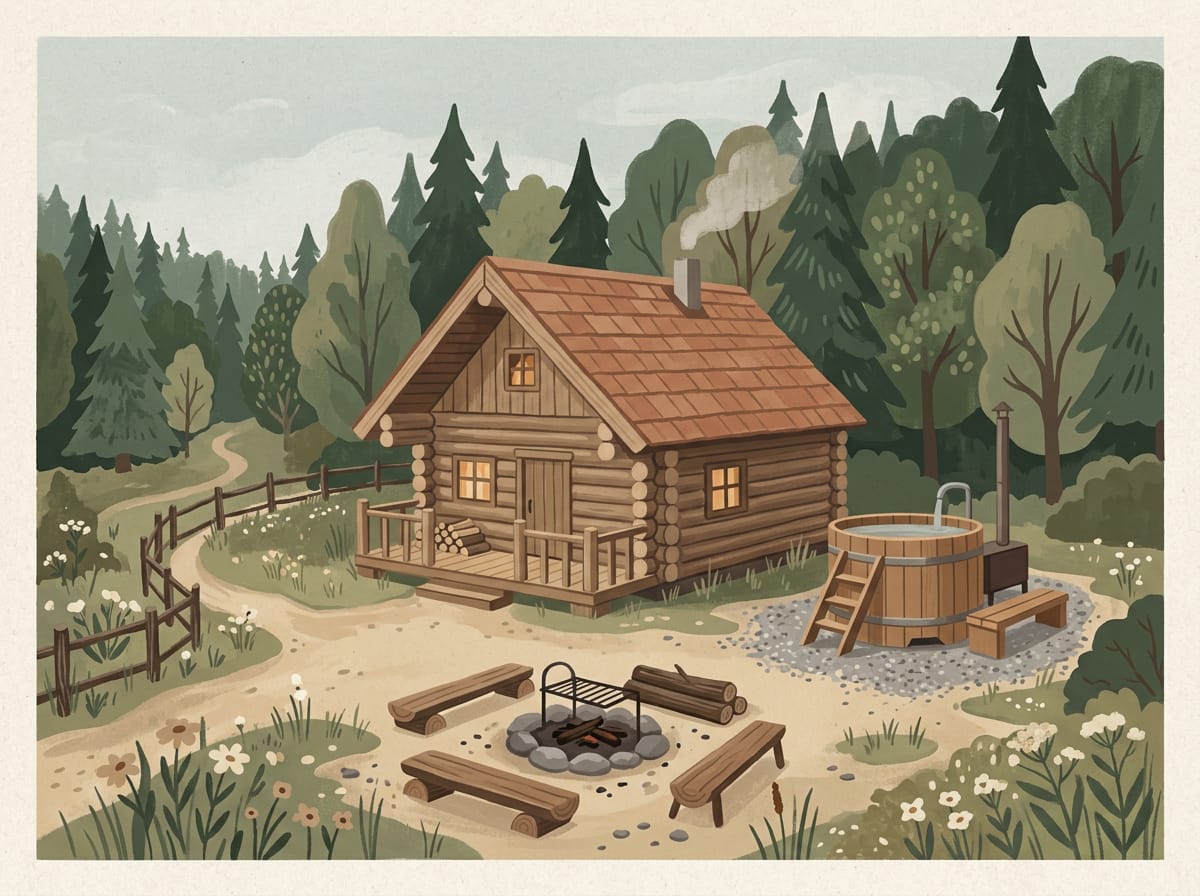 Srub – ilustrace, ne fotografie tohoto místa
